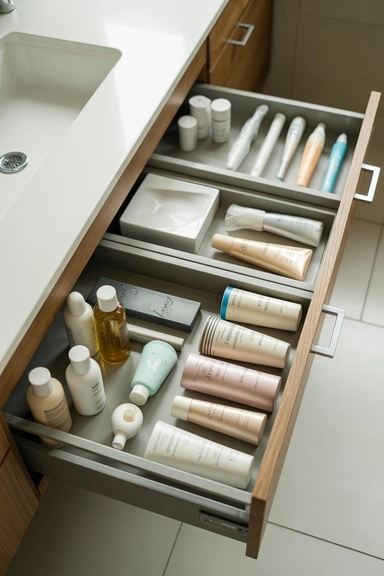 21 Vanity Organization Ideas for Small Spaces 17 Drawer Depth Zoning to Prevent Product Stacking
