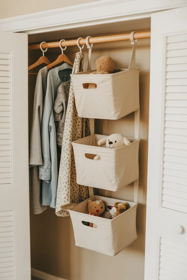 Hanging Closet Rod Baskets for Quick Access