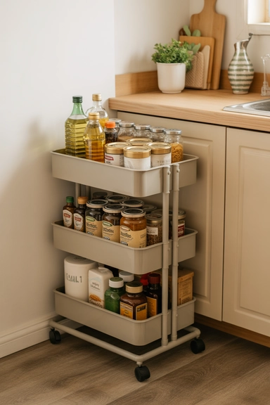 Slim Rolling Pantry Cart for Flexible Storage