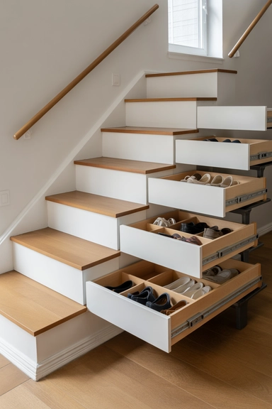 Staircase Drawers Built Into Each Step
