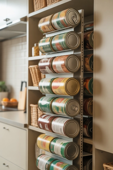 22 Pantry Shelf Organization Ideas That Work 17 Vertical Can Dispensers That Create Forward Flow