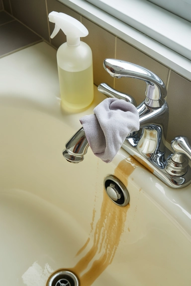 Vinegar Soak for Bathtub Drain and Metal Fixtures