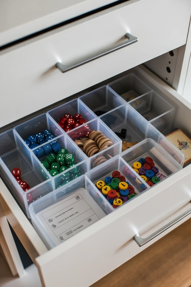 Board Game Storage with Divided Containers