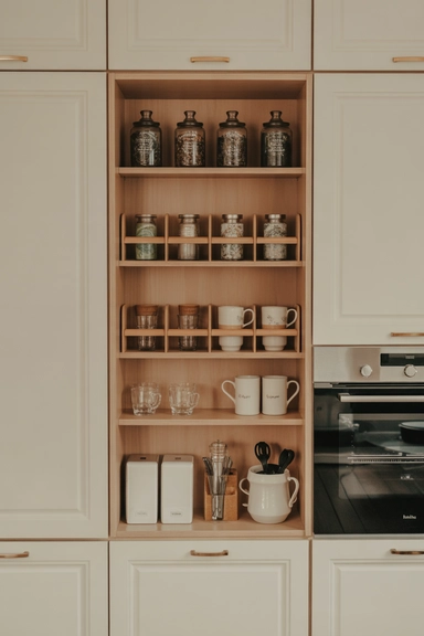 21 Tea Station Organization Ideas for a Cozy & Tidy Setup 18 17 Tea Station with Built-In Cabinet Storage