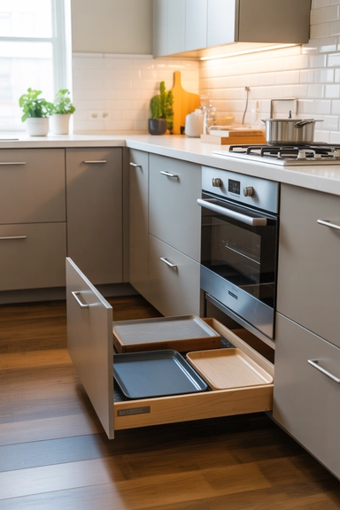 Hidden Drawer Base Under Kitchen Cabinets
