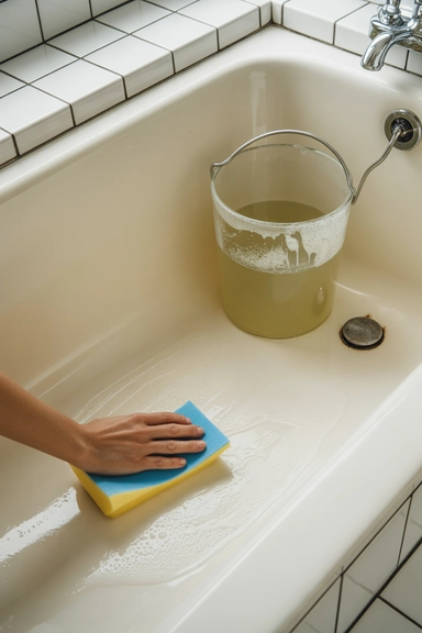 Oxygen Bleach Cleaning for Deep Tub Discoloration