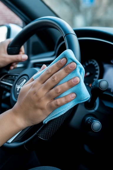 Use a Microfiber Cloth to Wipe the Steering Wheel