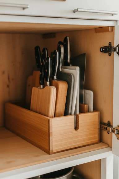 21 Cutting Board Organization Ideas for Small Kitchens 19 DIY Wooden Cutting Board Organizer Box