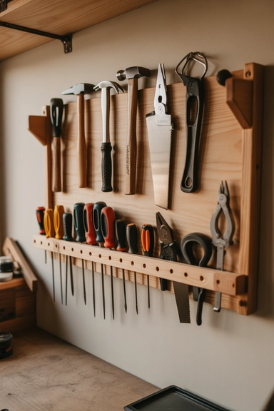 23 Tool Storage Ideas That Keep Your Workspace Organized 19 DIY Wooden Tool Wall Organizer