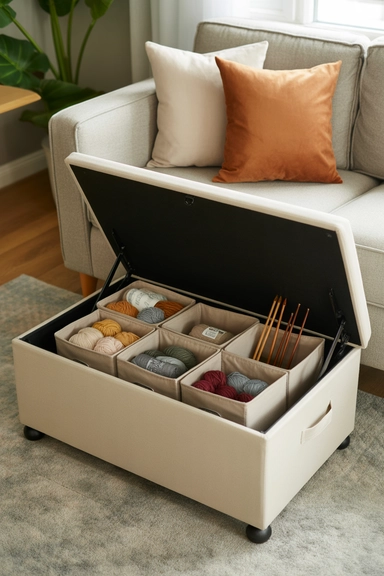  Storage Ottomans for Hidden Yarn Storage