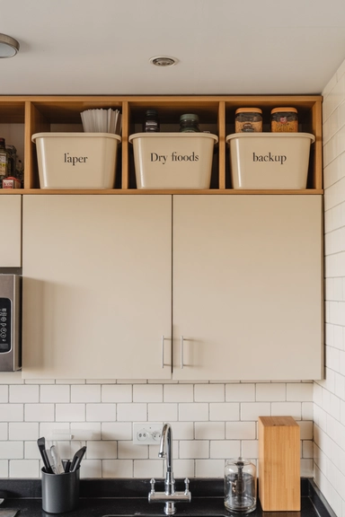 Convert the Top of Cabinets Into Controlled Bulk Storage