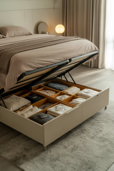 Hollow Ottoman Bed Frame With Side Access Panels