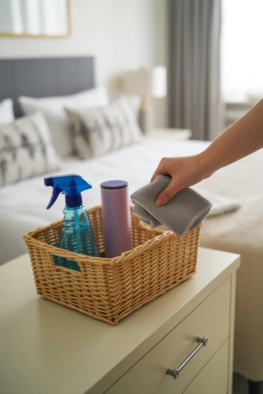 Keep a Small Cleaning Kit in the Bedroom
