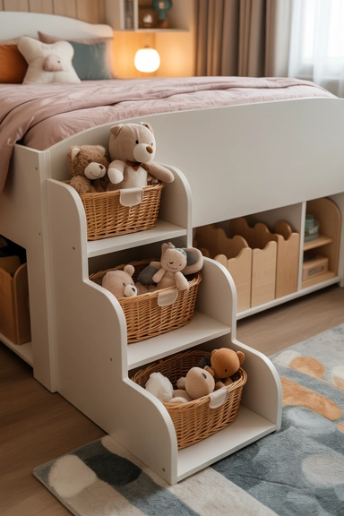Bed Frame With Built-In Cubby Compartments