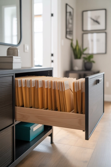 Built-In Entry Drawer With Vertical File Rails