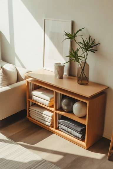 Expandable Console Table With Concealed Interior Shelves