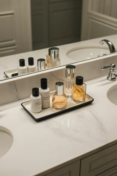 21 Vanity Organization Ideas for Small Spaces 20 Matching Trays for Countertop Grouping