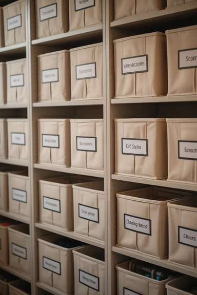 Labeled Storage Bins for Organized Systems