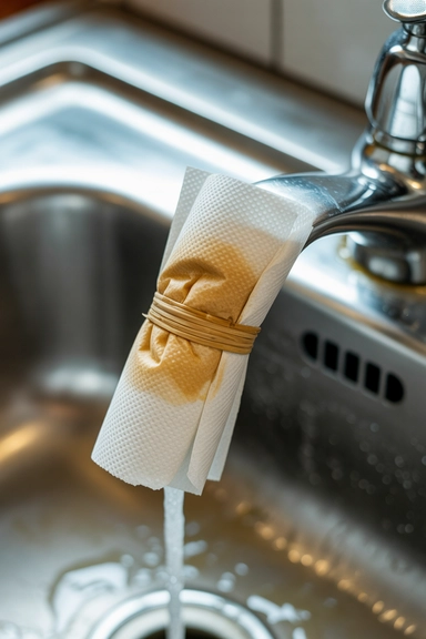 15 Hard Water Stain Cleaning Hacks That Really Work 3 Paper Towel Soaks Hold Vinegar Against Vertical Surfaces