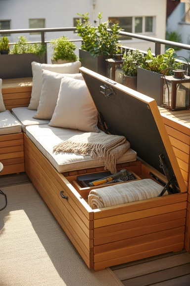 22 Small Balcony Storage Ideas That Add Space 3 Storage Bench That Doubles as Seating