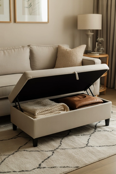 Storage Ottoman That Blends Into Seating
