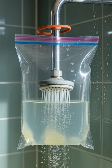 15 Limescale Cleaning Hacks to Remove Buildup Fast 3 The Sandwich Bag Trick for Showerheads