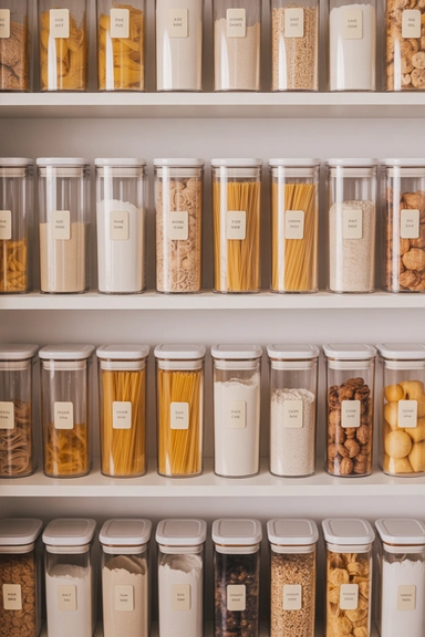 22 Pantry Shelf Organization Ideas That Work 3 Uniform Airtight Containers That Create Clean Lines