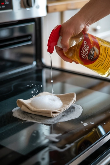 15 Oven Door Cleaning Hacks for a Clear View 3 Vinegar Spray After the Paste Lifts the Rest