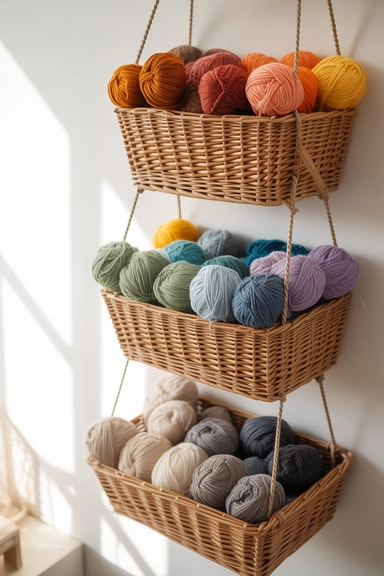 Hanging Basket Yarn Storage