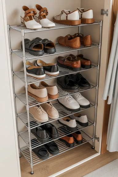 23 Smart Shoe Storage Ideas for Small Spaces 21 Metal Shoe Storage Racks