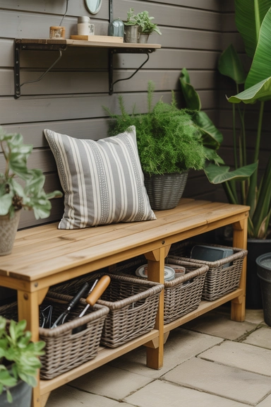 Use a Patio Storage Bench with Shelves