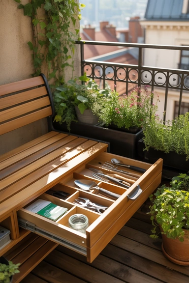22 Small Balcony Storage Ideas That Add Space 21 Bench With Pull-Out Waterproof Drawers