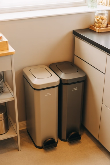 22 Genius Tiny Kitchen Storage Without Cabinets 21 Compact Trash and Recycling Pull-Out Alternative