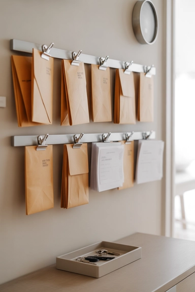  Magnetic Wall Strip With Hanging Mail Clips