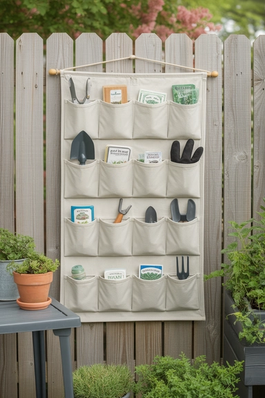 Hang Storage Pockets on Patio Walls
