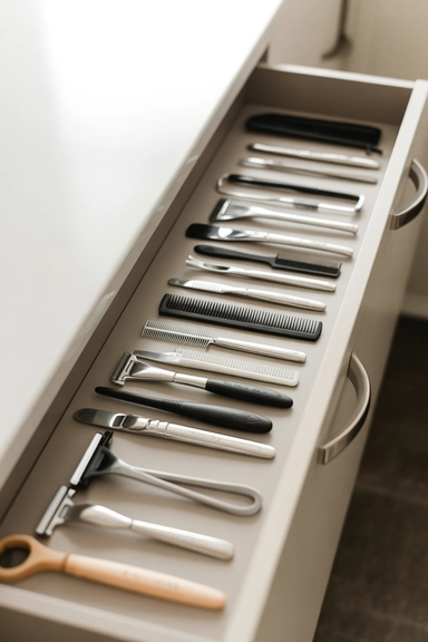 23 Bathroom Drawer Organization Ideas That Last 22 Dedicated Grooming Tool Lane With Clear Edges