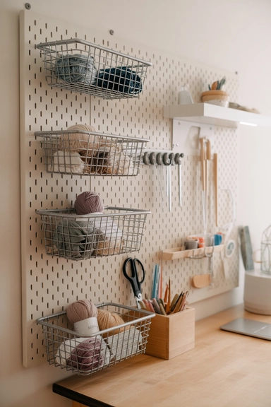 Pegboard Yarn Basket Storage