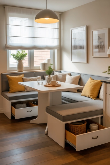 Raised Dining Banquette With Deep Drawer Base
