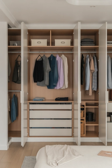 Multi-Compartment Wardrobe With Hidden Internal Layers

