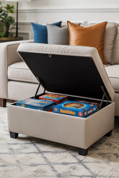 Storage Ottomans for Hidden Board Game Storage