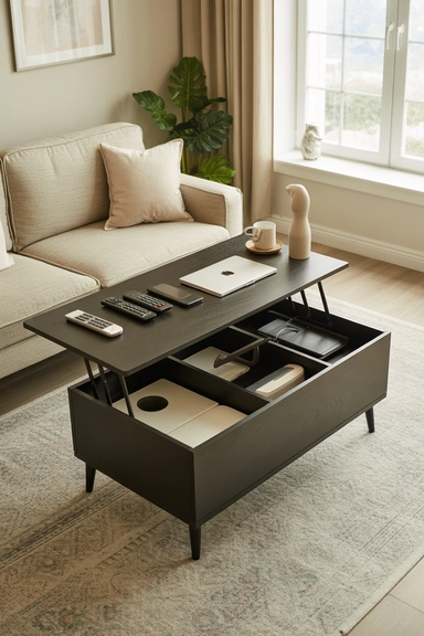 Coffee Table With Hidden Lift-Top Compartment
