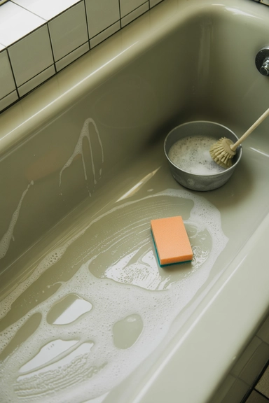 Dish Soap Cleaning Hack for Greasy Bathtub Residue
