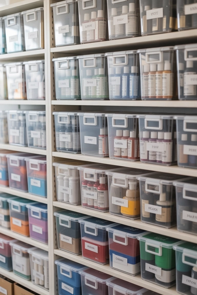 21 Paint Storage Ideas to Keep Supplies Organized 5 Clear Storage Bins for Paint Supplies