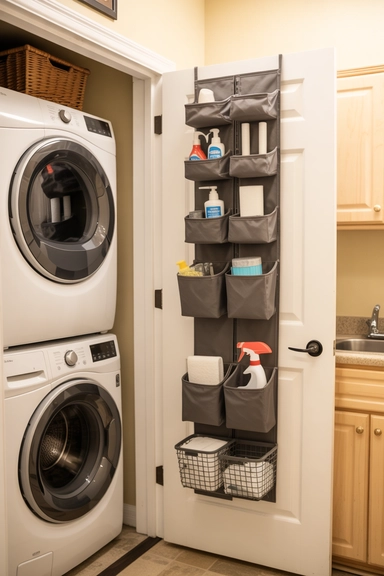 21 Smart Laundry Room Storage Ideas That Save Space 5 Over the Door Storage Racks