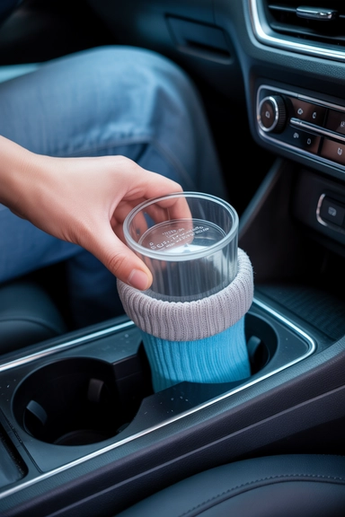 Clean Cup Holders with a Sock and Warm Water