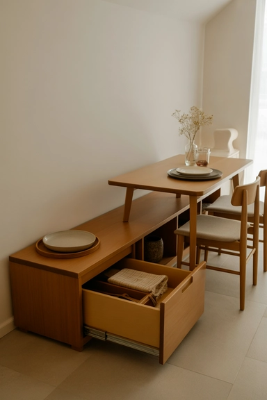  Dining Bench with Deep Drawer Base