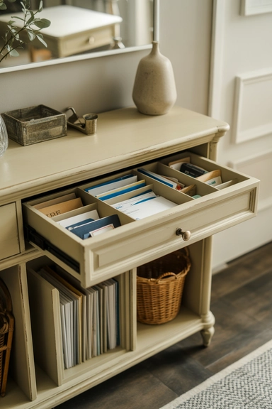 Drawer-Based Drop Zone Inside a Console Table