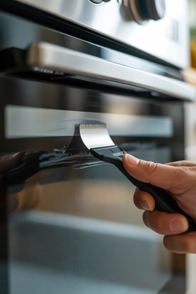 15 Oven Door Cleaning Hacks for a Clear View 5 Razor Scraper on Stubborn Baked-On Deposits