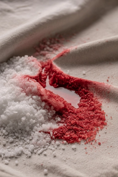 Salt on Fresh Red Wine Before It Sets