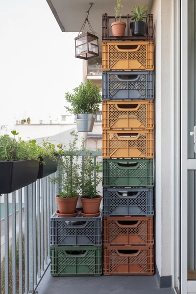 22 Small Balcony Storage Ideas That Add Space 5 Stackable Outdoor Storage Crates